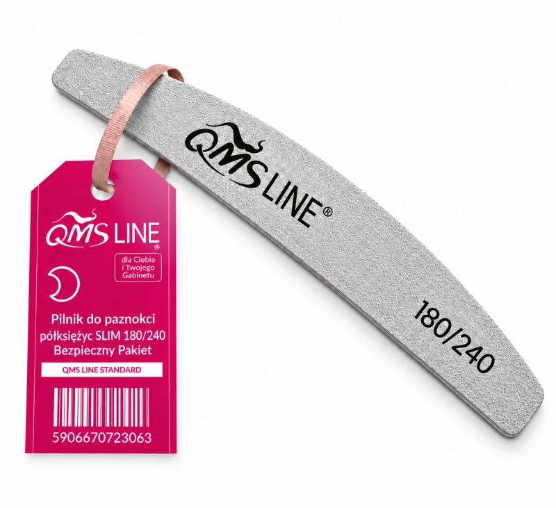 Pilnik do paznokci półksiężyc SLIM 180/240 Bezpieczny Pakiet QMS LINE STANDARD .png
