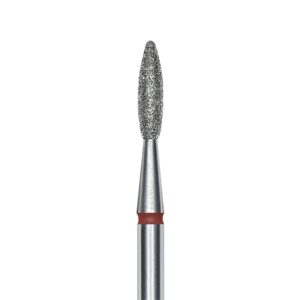 Profesjonalny frez diamentowy płomyk 8 mm czerwony Staleks EXPERT FA10R021/8 – średnica 2,1 mm