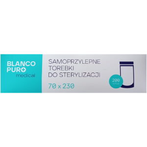 Torebki do sterylizacji samoprzylepne 70 × 230 mm – Blanco Puro – 200 szt.