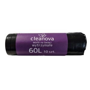 Worki na śmieci wytrzymałe czarne 60 L – 10 szt. – Cleanova