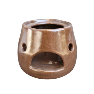 Podgrzewacz ceramiczny pojedynczy brązowy mat – 10 × 7 cm