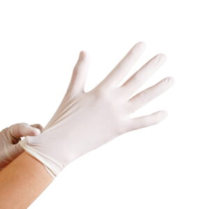Rękawice Nitrylowe Bezpudrowe Białe Zarys - 100 szt. - Rozmiar S