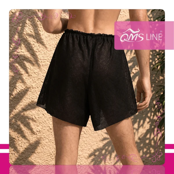 Bokserki Włókninowe Męskie Czarne M/L 25 szt. QMS Line Premium Bokserki włókninowe męskie czarne M/L pakowane zbiorczo 25 szt. QMS Line Premium do salonu kosmetycznego i SPA