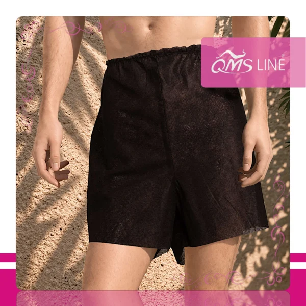 Bokserki Włókninowe Męskie Czarne XL 25 szt. QMS Line Premium Bokserki włókninowe męskie czarne XL pakowane zbiorczo 25 szt. QMS Line Premium do salonu kosmetycznego i SPA