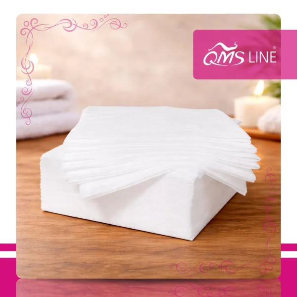 Chusteczki Kosmetyczne Jednorazowe Gładkie 20x16 cm 100 szt. QMS Line Premium Chusteczki kosmetyczne jednorazowe gładkie 20x16 cm 100 szt. QMS Line Premium do salonu kosmetycznego i SPA