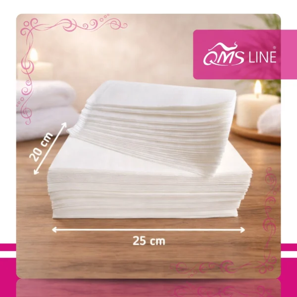 Chusteczki Kosmetyczne Jednorazowe Siatka 25x20 cm 100 szt. QMS Line Premium Chusteczki kosmetyczne jednorazowe siatka 25x20 cm 100 szt. QMS Line Premium do salonu kosmetycznego i SPA