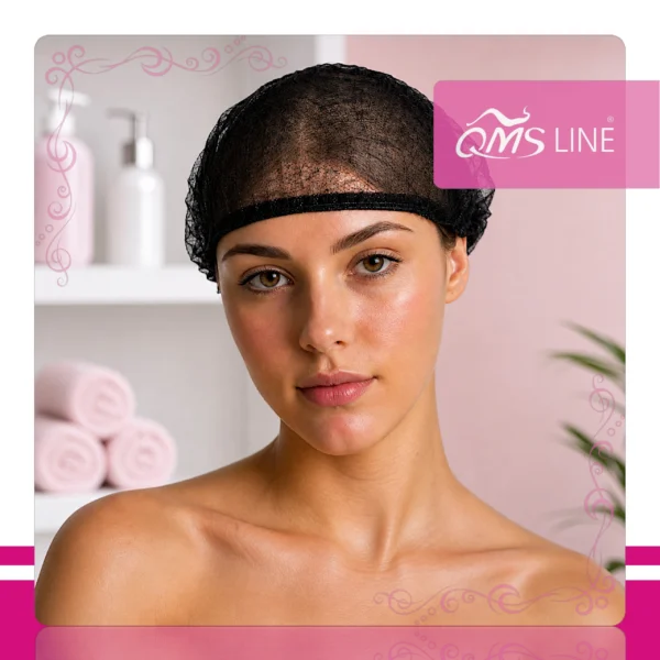 Czepek Włókninowy Typu Clip Czarny 100 szt. QMS Line Standard Czepek włókninowy typu clip czarny 100 szt. QMS Line Standard do salonu kosmetycznego i SPA