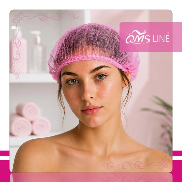 Czepek Włókninowy Typu Clip Różowy 100 szt. QMS Line Standard Czepek włókninowy typu clip różowy 100 szt. QMS Line Standard do salonu kosmetycznego i SPA