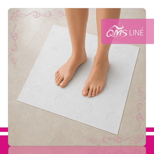Mata Dywanik ze Stopami 40x40 cm 100 szt. QMS Line Premium Mata dywanik ze stopami 40x40 cm 100 szt. QMS Line Premium do salonu kosmetycznego i SPA