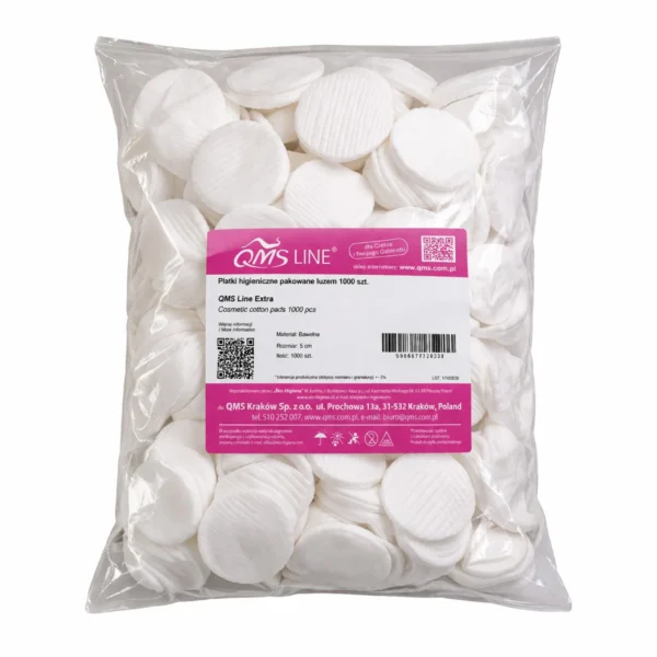 Płatki Bawełniane Kosmetyczne Okrągłe 0,5 kg około 1130 szt. QMS Line Premium Płatki bawełniane kosmetyczne okrągłe 0,5 kg około 1130 szt. QMS Line Premium do pielęgnacji i demakijażu