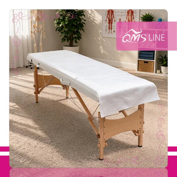 Podkład Kosmetyczny Jednorazowy z Celulozy 60 cm x 50 m QMS Line Extra Podkład kosmetyczny jednorazowy z celulozy 60 cm x 50 m QMS Line Extra do salonu kosmetycznego