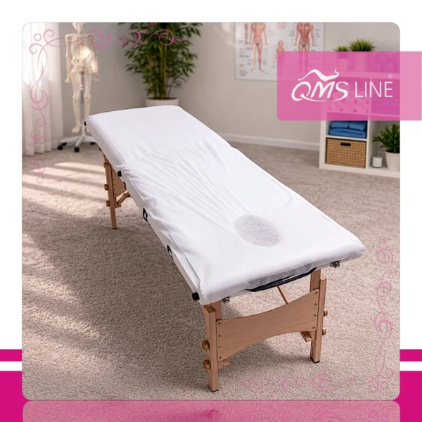 Podkład Kosmetyczny Jednorazowy z Włókniny 50 cm x 50 m QMS Line Standard Podkład kosmetyczny jednorazowy z włókniny 50 cm x 50 m QMS Line Standard do salonu kosmetycznego