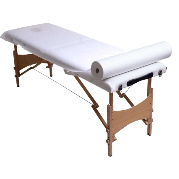 Podkład kosmetyczny jednorazowy z włókniny 70 cm x 200 m QMS Line Standard do salonu kosmetycznego