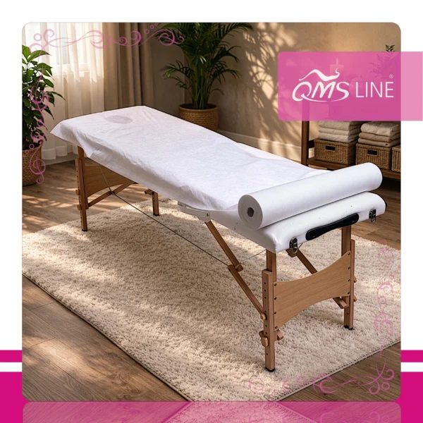 Podkład Kosmetyczny Jednorazowy z Włókniny 70 cm x 200 m QMS Line Standard Podkład kosmetyczny jednorazowy z włókniny 70 cm x 200 m QMS Line Standard do salonu kosmetycznego