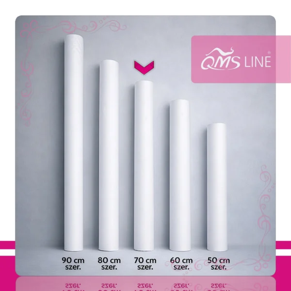 Podkład Jednorazowy z Włókniny 70 cm x 40 m Perforacja QMS Line Premium PLUS Podkład jednorazowy z włókniny 70 cm x 40 m perforacja co 2 m QMS Line Premium PLUS do salonu kosmetycznego
