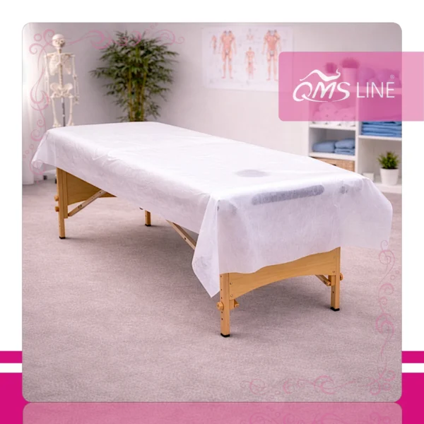 Podkład Kosmetyczny Jednorazowy z Włókniny 70 cm x 50 m QMS Line Economic Podkład kosmetyczny jednorazowy z włókniny 70 cm x 50 m QMS Line Economic do salonu kosmetycznego