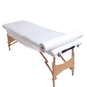 Podkład kosmetyczny jednorazowy z włókniny 80 cm x 200 m QMS Line Standard do salonu kosmetycznego