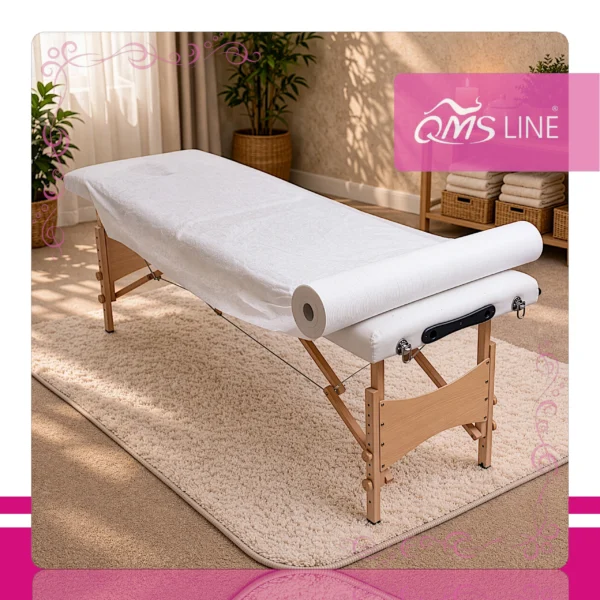 Podkład Kosmetyczny Jednorazowy z Włókniny 80 cm x 200 m QMS Line Standard Podkład kosmetyczny jednorazowy z włókniny 80 cm x 200 m QMS Line Standard do salonu kosmetycznego