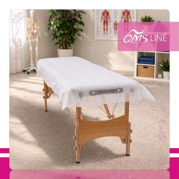 Podkład Kosmetyczny Jednorazowy z Włókniny 80 cm x 50 m QMS Line Standard Podkład kosmetyczny jednorazowy z włókniny 80 cm x 50 m QMS Line Standard do salonu kosmetycznego