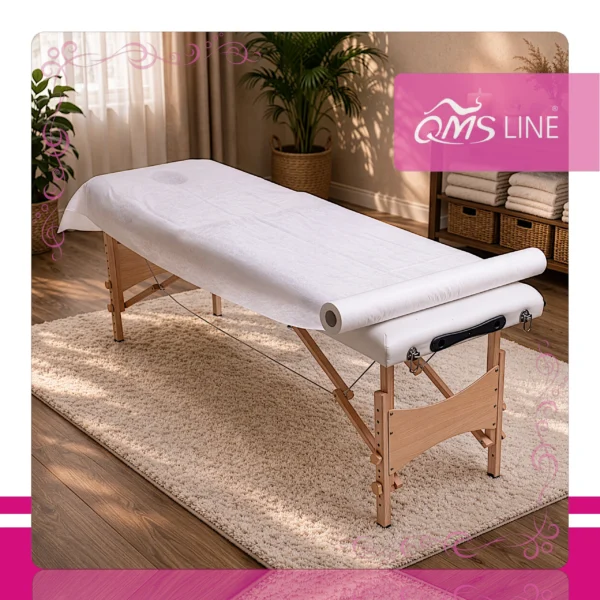 Podkład Kosmetyczny Jednorazowy z Włókniny 80 cm x 50 m QMS Line Standard Podkład kosmetyczny jednorazowy z włókniny 80 cm x 50 m QMS Line Standard do salonu kosmetycznego