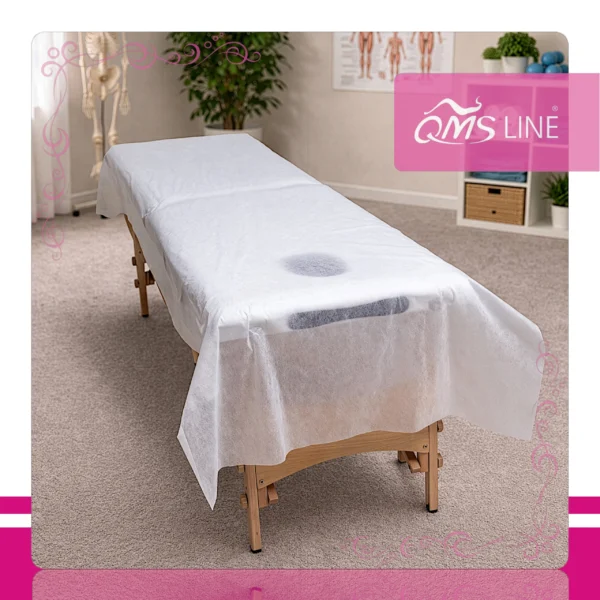 Podkład Kosmetyczny Jednorazowy z Włókniny 90 cm x 50 m QMS Line Standard Podkład kosmetyczny jednorazowy z włókniny 90 cm x 50 m QMS Line Standard do salonu kosmetycznego