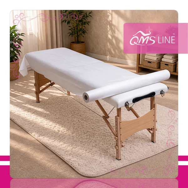 Podkład Kosmetyczny Jednorazowy z Włókniny 90 cm x 50 m QMS Line Standard Podkład kosmetyczny jednorazowy z włókniny 90 cm x 50 m QMS Line Standard do salonu kosmetycznego