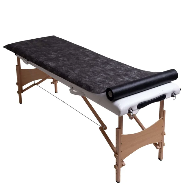 Podkład kosmetyczny jednorazowy z włókniny czarny 60 cm x 50 m QMS Line Standard do salonu kosmetycznego