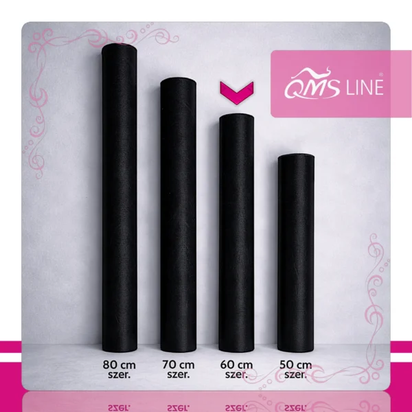 Podkład Kosmetyczny Jednorazowy z Włókniny Czarny 60 cm x 50 m QMS Line Standard Podkład kosmetyczny jednorazowy z włókniny czarny 60 cm x 50 m QMS Line Standard do salonu kosmetycznego
