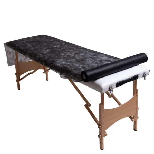 Podkład kosmetyczny jednorazowy z włókniny czarny 70 cm x 50 m QMS Line Standard do salonu kosmetycznego