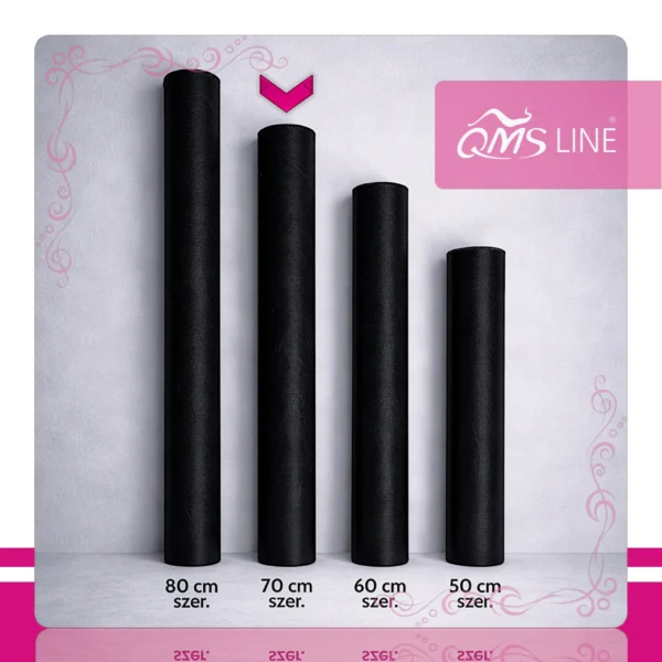 Podkład Kosmetyczny Jednorazowy z Włókniny Czarny 70 cm x 50 m QMS Line Standard Podkład kosmetyczny jednorazowy z włókniny czarny 70 cm x 50 m QMS Line Standard do salonu kosmetycznego