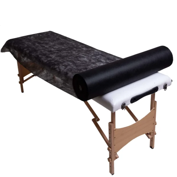 Podkład kosmetyczny jednorazowy z włókniny czarny 80 cm x 200 m QMS Line Standard do salonu kosmetycznego
