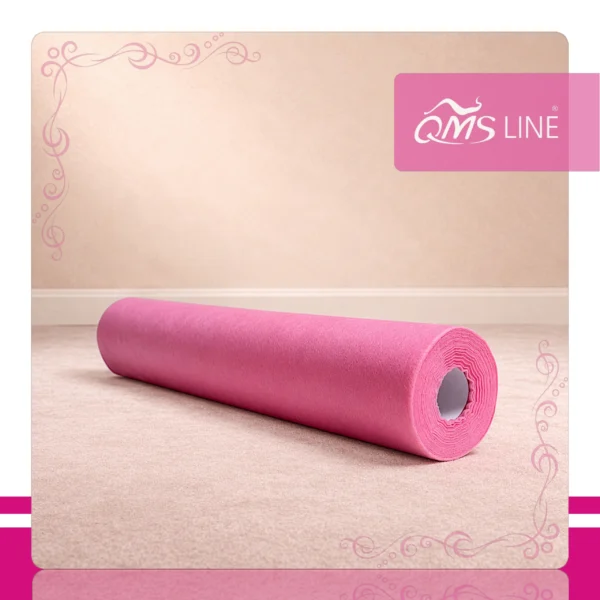 Podkład Kosmetyczny Jednorazowy z Włókniny Różowy 50 cm x 50 m QMS Line Standard Podkład kosmetyczny jednorazowy z włókniny różowy 50 cm x 50 m QMS Line Standard do salonu kosmetycznego