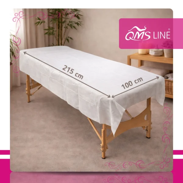 Prześcieradło Włókninowe Składane 100x215 cm 10 szt. QMS Line Extra Prześcieradło włókninowe składane 100x215 cm 10 szt. QMS Line Extra do salonu kosmetycznego i SPA