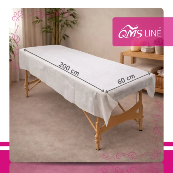 Prześcieradło Jednorazowe Włókninowe 60x200 cm 10 szt. QMS Line Standard Prześcieradło jednorazowe włókninowe 60x200 cm 10 szt. QMS Line Standard do salonu kosmetycznego i SPA
