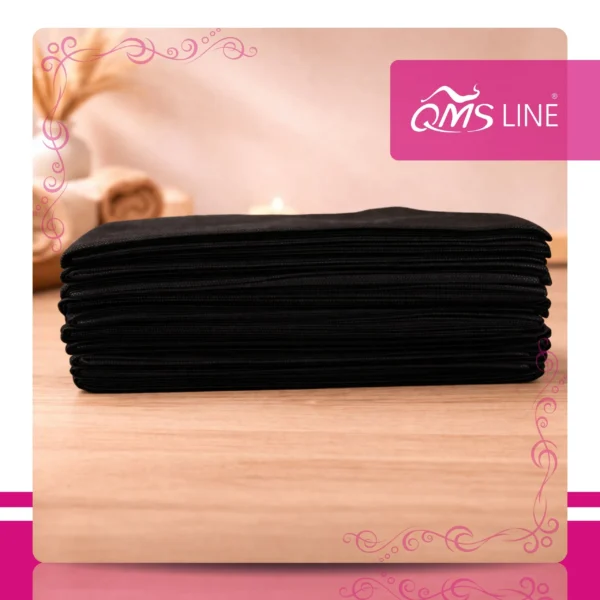 Prześcieradło Włókninowe Składane Czarne 100x215 cm 10 szt. QMS Line Standard Prześcieradło włókninowe składane czarne 100x215 cm 10 szt. QMS Line Standard do salonu kosmetycznego i SPA