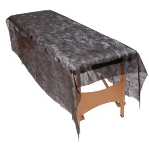 Prześcieradło włókninowe składane czarne 160x210 cm 10 szt. QMS Line Standard do salonu kosmetycznego i SPA