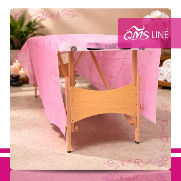 Prześcieradło Włókninowe Składane Różowe 160x210 cm 10 szt. QMS Line Standard Prześcieradło włókninowe składane różowe 160x210 cm 10 szt. QMS Line Standard do salonu kosmetycznego i SPA
