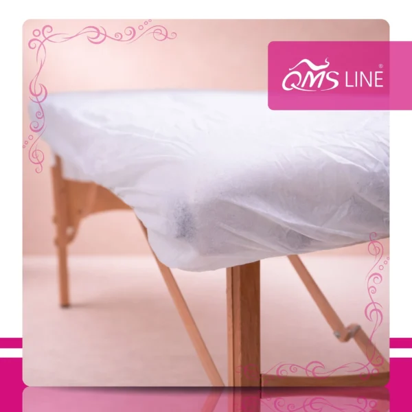 Prześcieradło Włókninowe z Gumką Składane 100x220 cm 10 szt. QMS Line Standard Prześcieradło włókninowe z gumką składane 100x220 cm pakowane zbiorczo 10 szt. QMS Line Standard do salonu kosmetycznego i SPA