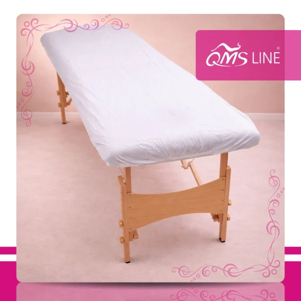 Prześcieradło Włókninowe z Gumką Składane 100x220 cm 10 szt. QMS Line Standard Prześcieradło włókninowe z gumką składane 100x220 cm pakowane zbiorczo 10 szt. QMS Line Standard do salonu kosmetycznego i SPA
