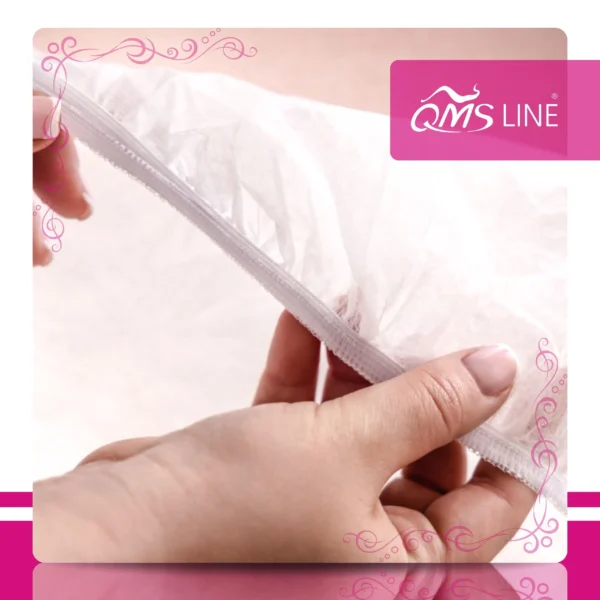 Prześcieradło Włókninowe z Gumką Składane 100x220 cm 1 szt. QMS Line Standard Prześcieradło włókninowe z gumką składane 100x220 cm 1 szt. QMS Line Standard do salonu kosmetycznego i SPA