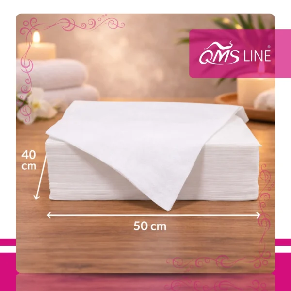 Ręcznik Włókninowy Jednorazowy Gładki 50x40 cm 100 szt. QMS Line Premium Ręcznik włókninowy jednorazowy gładki 50x40 cm 100 szt. QMS Line Premium do salonu kosmetycznego i SPA
