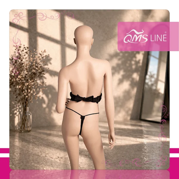 Stringi Włókninowe Jednorazowe Damskie Czarne S/M 10 szt. QMS Line Premium Stringi włókninowe jednorazowe damskie czarne S/M pakowane pojedynczo 10 szt. QMS Line Premium do salonu kosmetycznego i SPA
