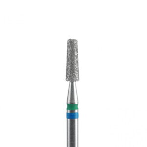 Profesjonalny frez diamentowy stożek 8 mm niebiesko-zielony Staleks EXPERT FA70BG025/8 – średnica 2,5 mm