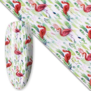 Folia transferowa do paznokci Wiosenna flamingi nr 10 – 100 cm x 4 cm – Molly Lac