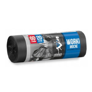 Worki na śmieci sanitarne czarne z uchwytami 60 L – 20 szt.