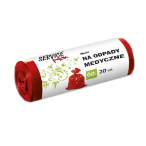 Worki na śmieci sanitarne czerwone z uchwytami 60 L – 20 szt.