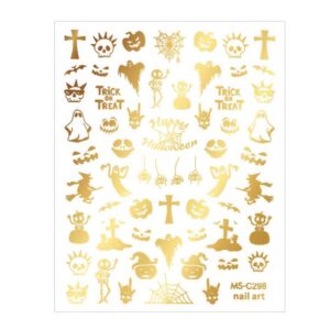 Naklejki do paznokci cienkie samoprzylepne halloween złote MS-C298 – arkusz 10,5 x 8 cm