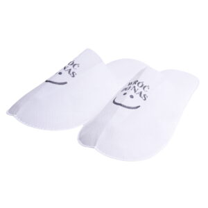 Kapcie jednorazowe z nadrukiem „Wróć do Nas” białe pakowane pojedynczo – 25 par – QMS Line Gold