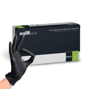 Rękawice Nitrylowe Bezpudrowe Czarne Zarys - 100 szt. - Rozmiar L