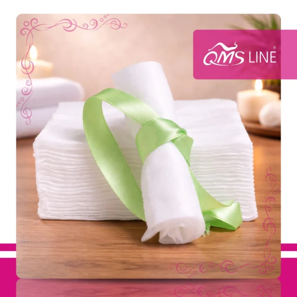 Chusteczki Kosmetyczne Jednorazowe Gładkie 13x7 cm 100 szt. QMS Line Premium Chusteczki kosmetyczne jednorazowe gładkie 13x7 cm 100 szt. QMS Line Premium do salonu kosmetycznego i SPA